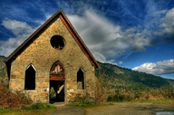 Butter Church, Built in 1870, this abandoned old stone church on native land in Cowichan Bay, BC - Vancouver Island